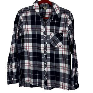 Woolrich Women's Plaid Button Down Shirt Size Large Western Navy Red Country